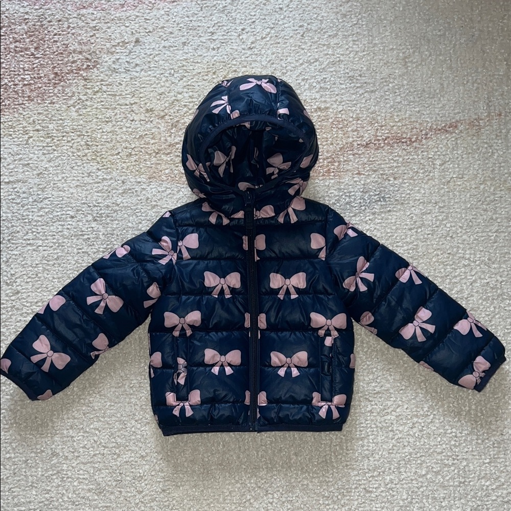 Gymboree Navy Jacket with Pink Bow Accents